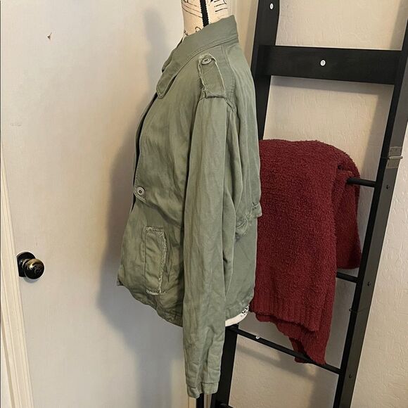 Rails Barclay Sage Green Linen Blend Double-Breasted Military Modern Jacket - Picture 11 of 16